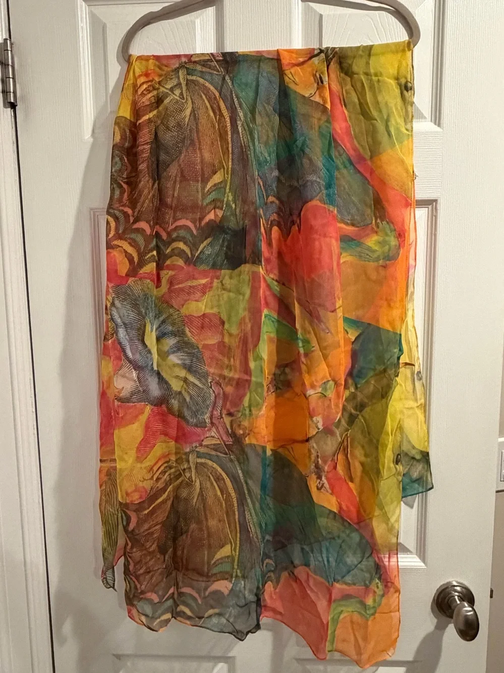 Multicolor Floral Sheer Silk Scarf